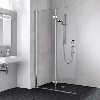 Kermi Liga Pendel-Falttür links 120 x 200 cm silber ESG klar LI2YL12020VAK