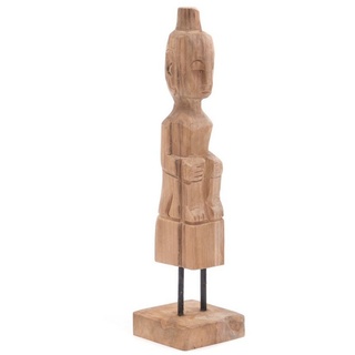 CREEDWOOD Skulptur TEAK FIGUR MIT HUT "PRIMITIVO II", Teakholz, Holz Figur beige