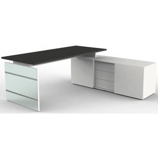 Komplettarbeitsplatz Lugano Glas Tisch/Sideboard anthrazit