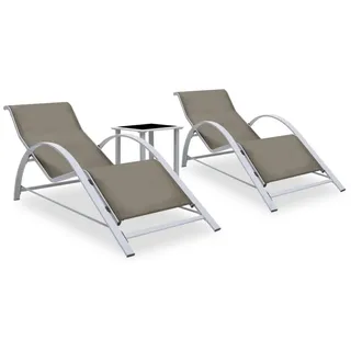 vidaXL Gartenlounge-Sessel 2er Set Liegestuhl Relaxstuhl Gartenliege Sonnenliege Aluminium Stoff bunt