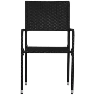 vidaXL Garten-Essstühle 2 Stk. Stapelbar Schwarz Polyrattan