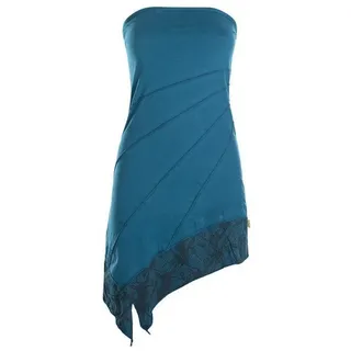 Vishes Sommerkleid Mini Bandeau Kleid Sommerkleid Patchworkkleid Tunika, Boho, Hippie Style blau 40