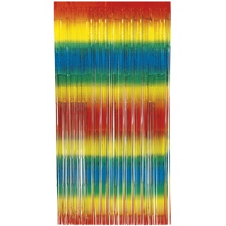 Unique 16840 Türvorhang mit Folienfransen x 2 m – Regenbogen Farbe (1 Stück), Rainbow