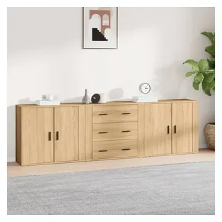 furnicato Sideboard Klassisches 80x33x70 cm in Sonoma-Eiche, Holzwerkstoff (3 St), Stabiler Buffetschrank mit viel Stauraum und inkl. Wandhalterung braun 240 cm x 70 cm