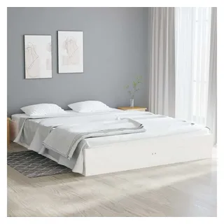 vidaXL Massivholzbett 140 x 190 cm Weiß