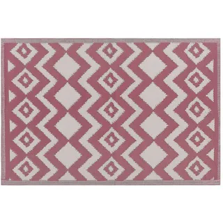 Beliani Outdoor-Teppich, Pink, Kunststoff, Grafikmuster, Rechteckig Kurzflor Gartenaccessoires Terrasse Balkon
