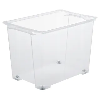 Rotho Aufbewahrungsbox 65 Liter EVO EASY, Transparent - Kunststoff - 65 Liter - stapelbar - mit Rollen