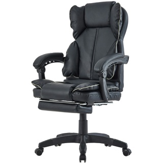 Schreibtischstuhl Bürostuhl Gamingstuhl Racing Chair Chefsessel mit Fußstütze Schwarz - Grau