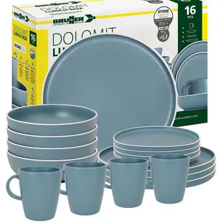 BRUNNER Geschirr-Set BRUNNER Camping Geschirrset DOLOMIT (12, 16, 36-tlg) BLAU AntiSlip (16-tlg)