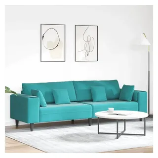 vidaXL Couch Samt mit Kissen 2-Sitzer Türkis
