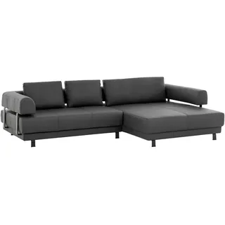 Stylife Ecksofa, Schiefer, Metall, Echtleder, Dickleder, 3-Sitzer, Füllung: Polyurethan (Pur), Ottomane rechts, L-Form, 307x188 cm, Goldenes M, Typenauswahl, Fußauswahl, Lederauswahl, Stoffauswahl, seitenverkehrt erhältlich, Hocker Rücken echt, individuell planbar, Wohnzimmer, Sofas & Couches, Wohnlandschaften, Ecksofas
