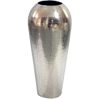 FineBuy Dekovase Aluminium 50cm Silber Standvase groß Bodenvase rund modern Vase Metall für Blumen Design Wohnzimmer Deko - Wohndeko Handmade