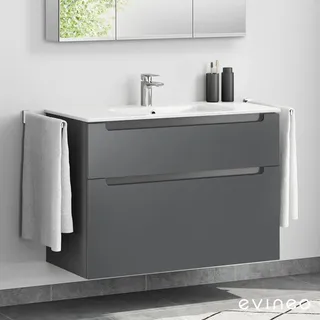 Evineo ineo5 Unterschrank B: 100 cm, 2 Auszüge, mit Griffmulde, für evineo ineo Waschtisch,, BE0302AN,