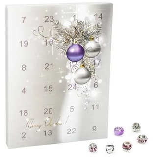 VALIOSA Merry Christmas Mode-Schmuck Adventskalender mit Halskette, Armband + 22 individuelle Perlen-Anhänger aus Glas & Metall, das besondere