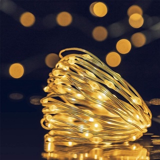 10m 100 LED Lichterkette Batteriebetrieben Wasserdicht für Außen Weihnachten Hochzeit Party Deko, Warmweiß