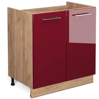 Vicco Spülenschrank Fame-Line 80 x 51,5 x 81,5 cm Bordeaux Hochglanz