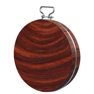 Schneidebretter for die Küche mit Griff, rund, Hackklotz aus massivem Eisen und Holz, Metzgerklotz, wendbar, for Fleisch, Gemüse, Obst, Küchenwerkzeug(44cm/17.3in)