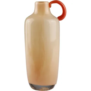 Dekovase AM DESIGN "Braune Glasvase mit orangem Griff", braun, B:9cm H:19cm, Glas, Vasen, für einen stilvollen Kontrast