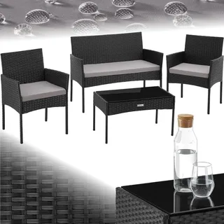 Tectake Rattan Gartenset 4-tlg. Schwarz