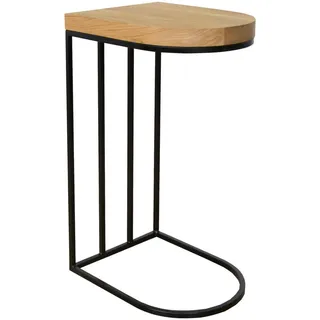 Novel Beistelltisch, Schwarz, Eiche, Holz, Metall, Eiche, massiv, organisch, C-Form, 35x69x45 cm, Wohnzimmer, Wohnzimmertische, Beistelltische, Beistelltische Metall