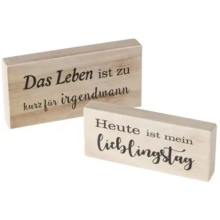 Boltze 2tlg. Holzschild Leben Natur schwarz Holzklotz mit Spruch Lieblingstag (2 Motive)