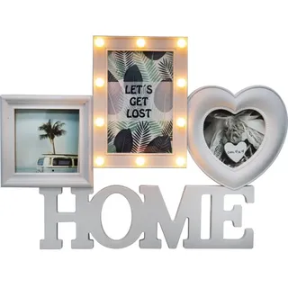 Bilderrahmen „HOME“ aus weißem Kunststoff mit LED-Beleuchtung