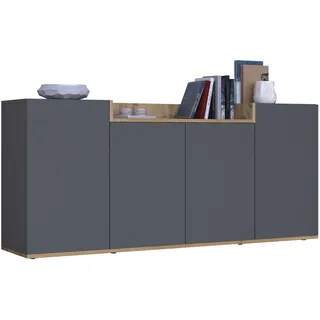 OTTO home BOLSENA 160 x 71,2 x 35 cm Anthrazit / Eiche Wotan matt