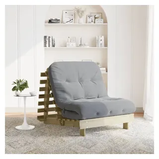 vidaXL Futon Schlafsofa mit Matratze 90x206x11 Kiefernholz Imprägniert