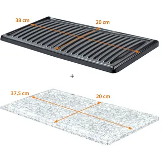 Syntrox Germany 2er Platten-Set für Raclette Gent – Steinplatte & Grillplatte für Raclette Grill, Fettfreies Grillen & Braten, Hochwertiges Zub...