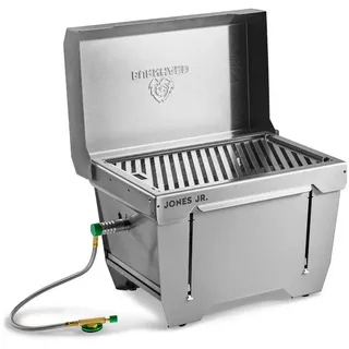 BURNHARD® Gasgrill, JONES Jr., Klappgrill Edelstahl Gasgrill 1-Brenner silberfarben