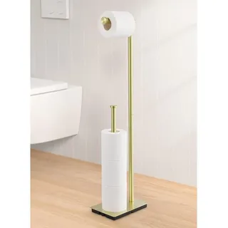 homfanseec Toilettenpapierhalter Freistehend Edelstahl Gebürstetes Gold Edelstahl