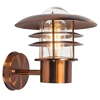 Qazqa Modern außen Wandleuchte, Außenlampe, Wandlampe für den Garten - Prato - Kupfer, max. 15W, Geeignet für LED, 26cm, IP44, Rund