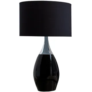 invicta INTERIOR Moderne Tischlampe CARLA schwarz 60 cm Tischleuchte E27 Leinen Textillampe Textilschirm Wohnzimmerlampe Nachttischlampe