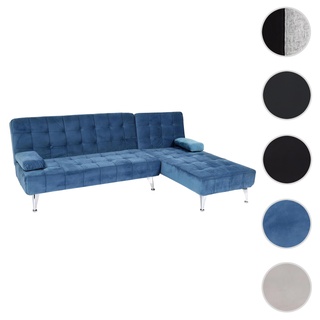 Schlafsofa HWC-K22, Couch Ecksofa Sofa, Liegefl√§che links/rechts Schlaffunktion 236cm ~ Samt blau