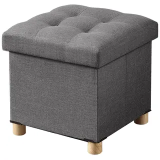 BRIAN & DANY Sitzhocker mit Stauraum, Faltbare hocker sitzbank mit stauraum, sitzwürfel mit Deckel für Wohnzimmer, Schlafzimmer, Schlafsaal, Grau, 38 x 38 x 38 cm