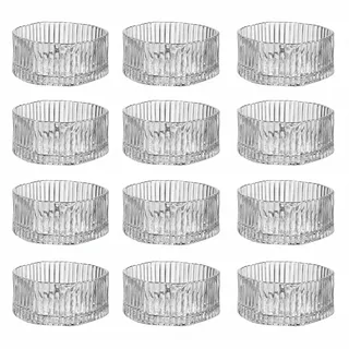 Zoha Glasschalen Set 12er Linea - Dessertschalen Glas facettiert, Glasschüsseln mit 11 cm Durchmesser, Glasschälchen für Dessert, Snackschale Glas, Glass Bowl Set - Servierschalen und Glasschüssel Set