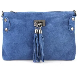 ITALYSHOP24 Schultertasche Made in Italy Damen Leder Tasche CrossOver, als Schultertasche, Clutch, Umhängetasche tragbar blau