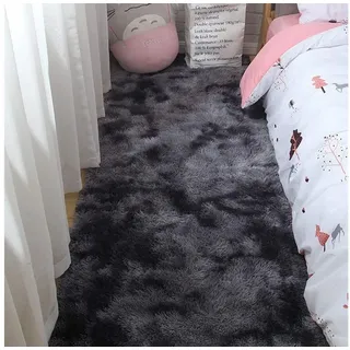 luxuskollektion Plüsch Teppich 80 x 200 cm Schwarz/Grau