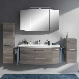 Pelipal Cassca Badmöbel-Set 121 cm, inkl. Spiegelschrank, Highboard und Midischrank, Badmöbel,