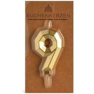 Kuchenkerze ZAHL 9 ca.L7,5cm, gold