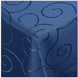DecoHomeTextil Heimtextilmanufaktur Tischdecke Kringel Circle Tafeldecke Ornamente Damast Tischdecke blau Eckig 90 x 90 cm