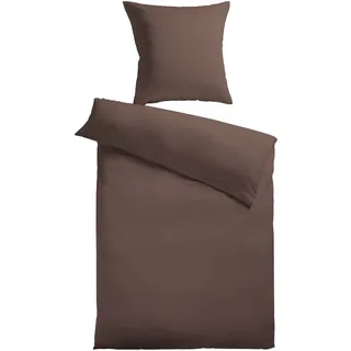 Kinzler Mikrofaser Fleece Unifarben Polyester Dunkelbraun 135 x 200 cm + 2 x 80 x 80 cm