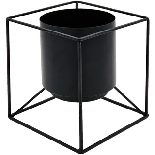 matrasa Design Übertopf VÄXTKUBER mit Würfel Gestell - Blumentopf Metall Schwarz - Scandi Blumen Depot Kubus 18x18x19cm