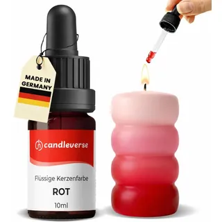 Candleverse Flüssige Kerzenfarbe [Rot] 10ml | Hochkonzentriert | Mit Pipette dosierbar · öllöslich · Farbtöne individuell mischbar · für kreative Kerzenprojekte