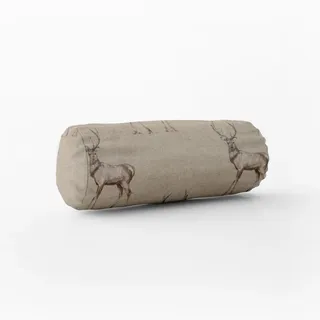 SCHÖNER LEBEN. Dekokissen Kissenhülle Fryett`s Landhaus Hirsch natur braun beige|braun Rolle | 15 cm x 40 cm