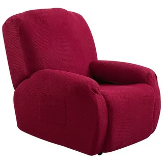 Sesselhusse Sesselbezug Stretchhusse, Relaxsessel Komplett für Liege Sessel, Rosnek, mit Strukturoptik rot