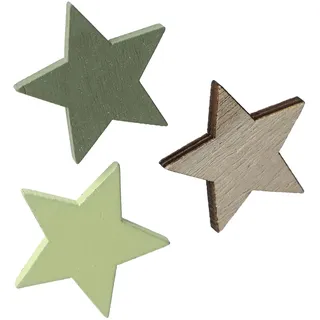 Sterne Deko Holzsterne Streuer Natur Grün 3,5cm Weihnachtsdeko Skandi 72 St