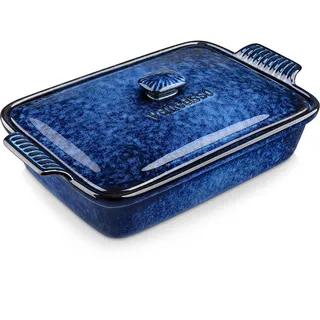 vancasso STARRY Auflaufform mit Deckel, eckige Lasagneform aus Steingut | 3400 ml Backform für Brot, Lasagne, Pizza und Kuchen, mikrowellen- und backofengeeignet, spülmaschinenfest