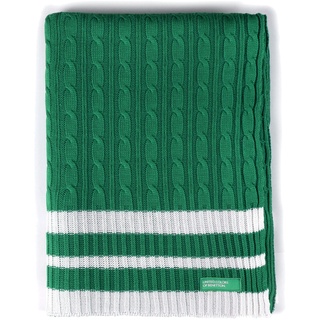 Benetton Blanket 140x190cm 200gsm 100% Baumwolle regenbogengrün gestrickt Decke.