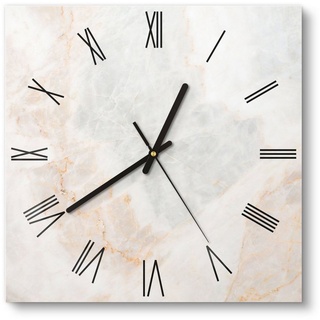 DEQORI Wanduhr 'Marmorsteinstruktur' (Glas Glasuhr modern Wand Uhr Design Küchenuhr) beige 30 cm x 30 cm